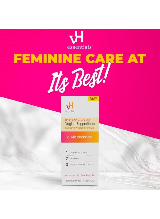 vH essentials Boric Acid + Tea Tree Vaginal Suppositories - Exclusive Prebiotic Formula - Image 3